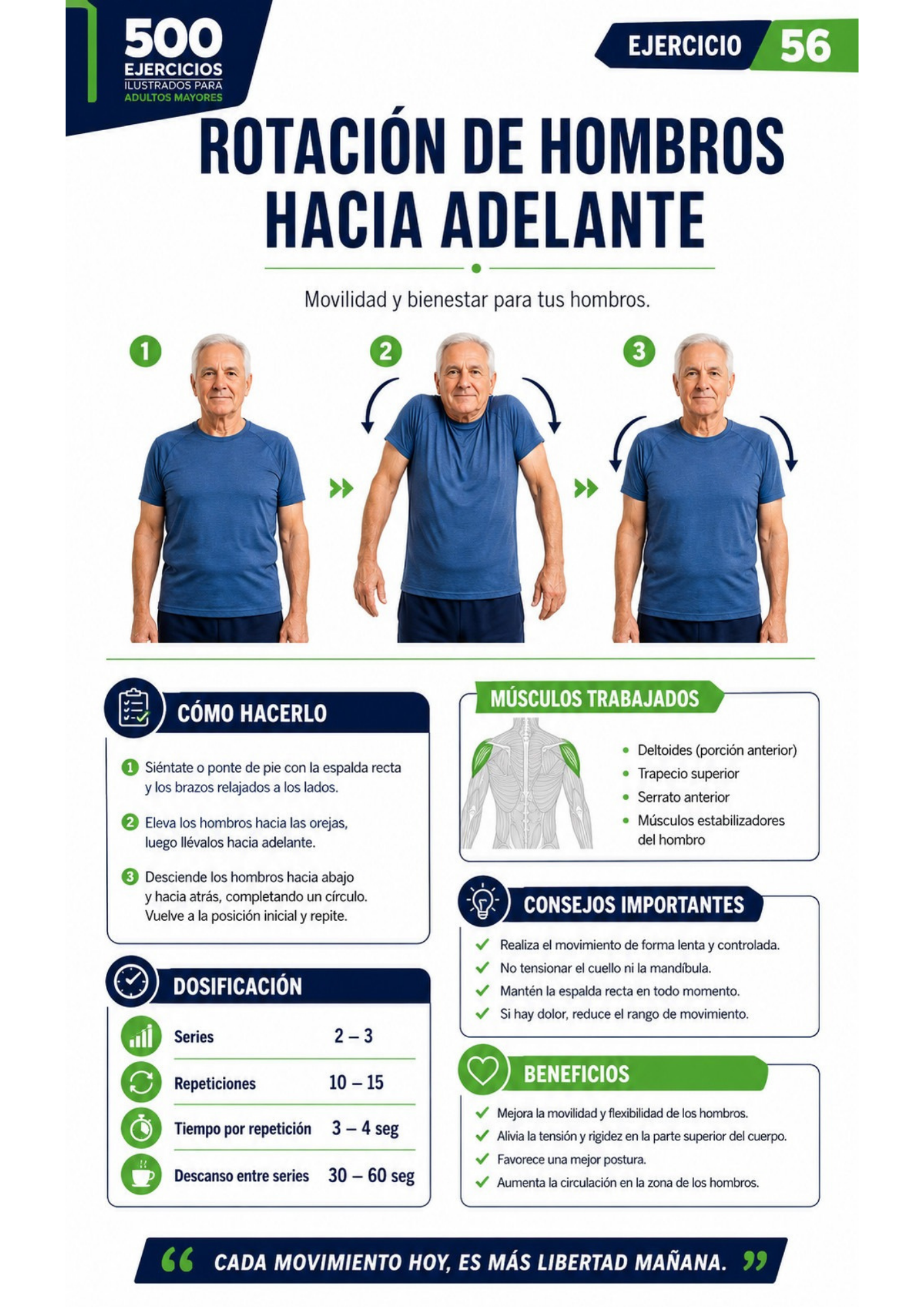 Ejercicio de movilidad de hombros con instrucciones paso a paso