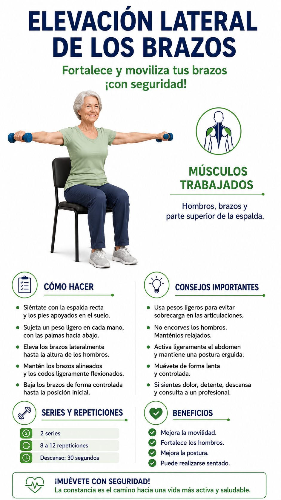 Página ilustrada: elevación lateral de los brazos