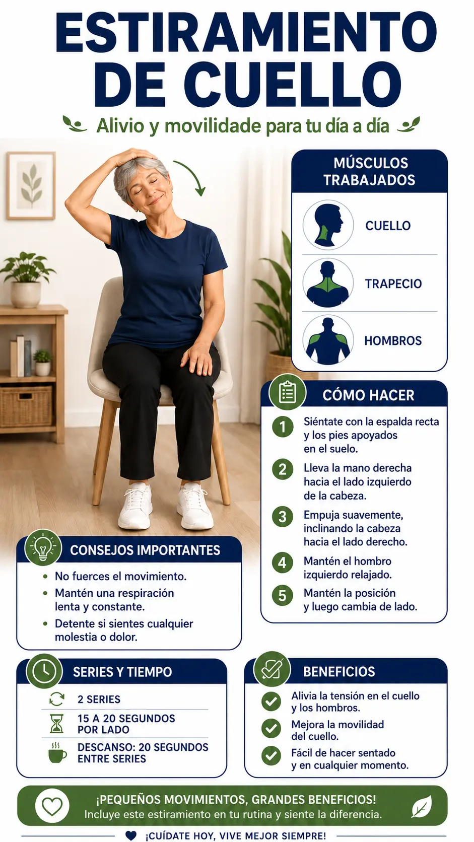 Página ilustrada: estiramiento de cuello