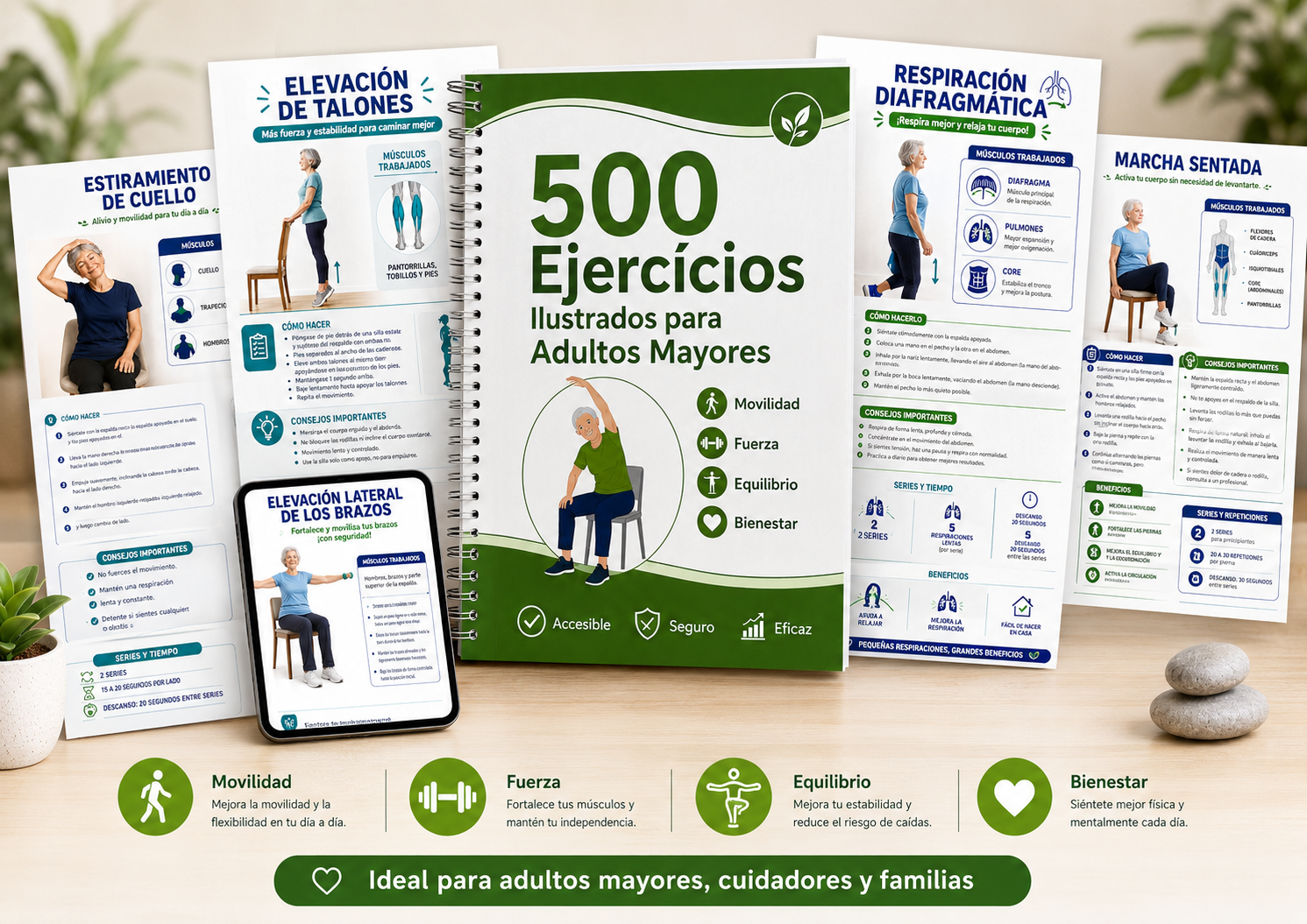 Kit 500 Ejercicios Ilustrados para Adultos Mayores con bonos